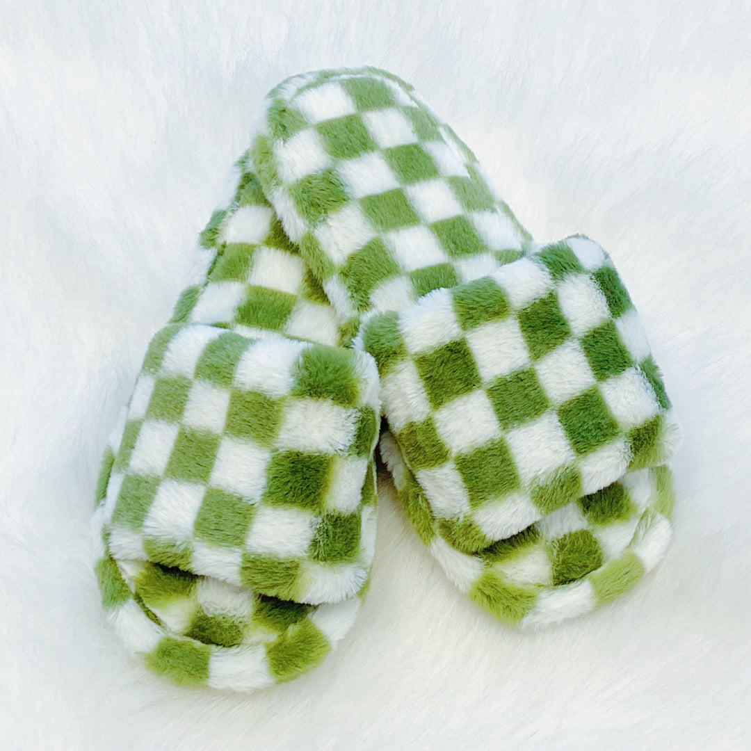 Lounge Cozy Slippers, Checkered