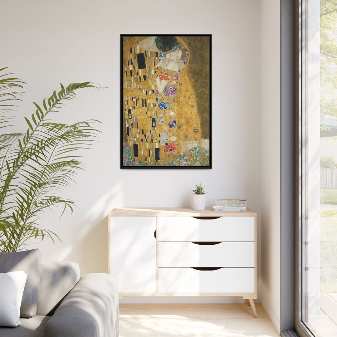 Matte Canvas in Black Frame, The Kiss by Gustav Klimt