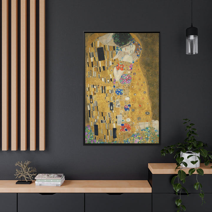 Matte Canvas in Black Frame, The Kiss by Gustav Klimt