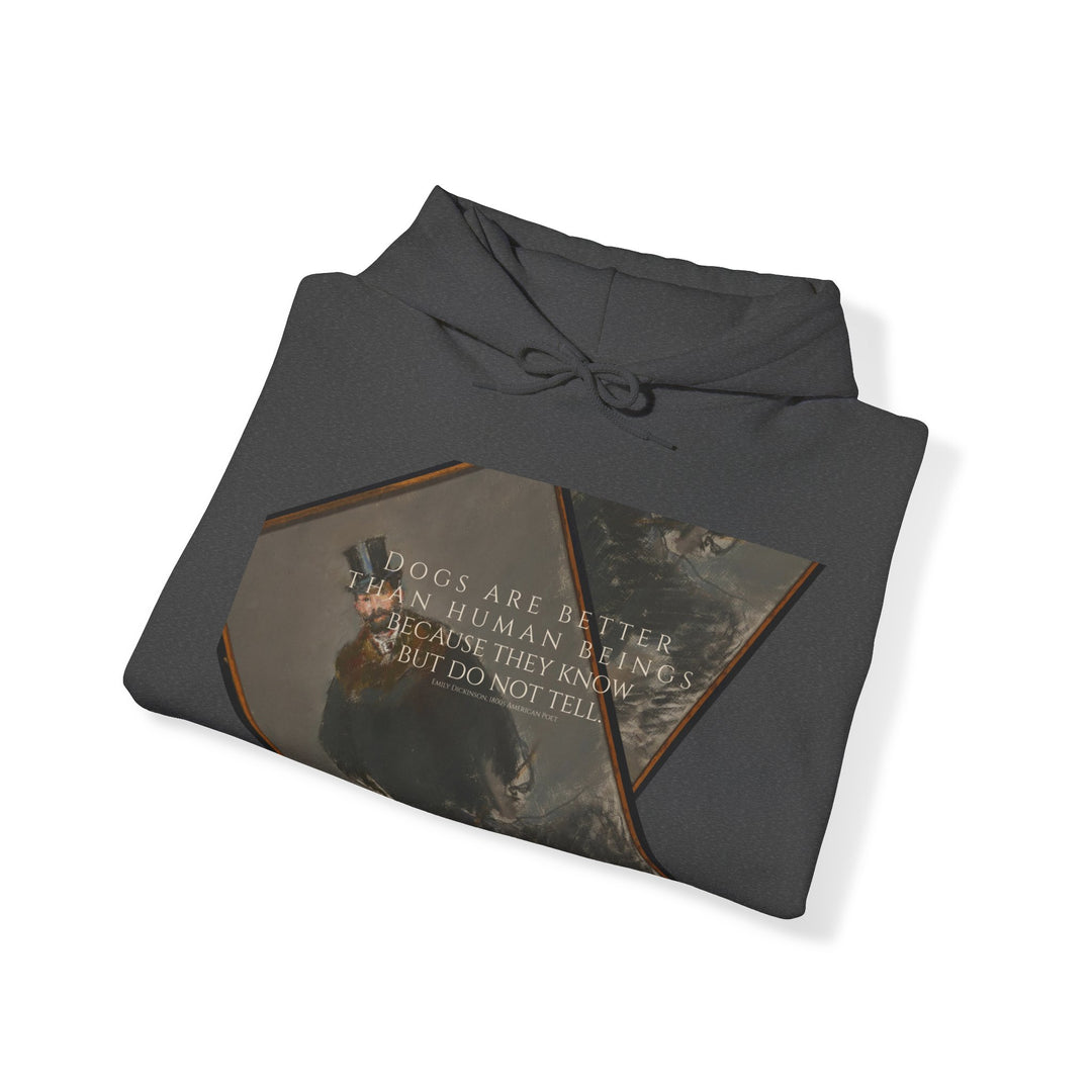 Heavy Blend Hoodie, Dogs are Better Dogs are Better by Emily Dickinson & Éduoard Manet