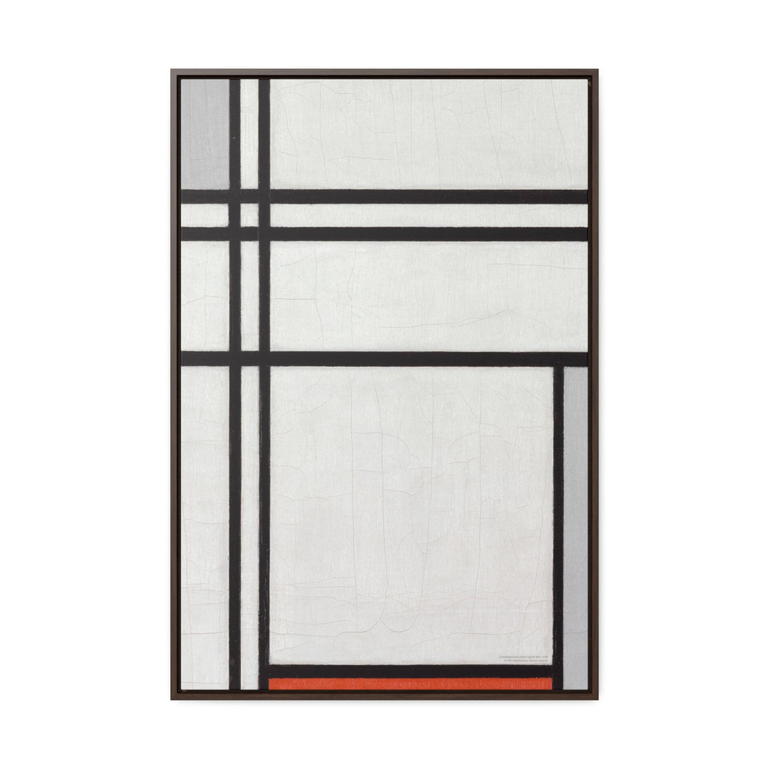 Framed Canvas Wall Art, Composition (No.1) Gray-Red by Piet Mondrian