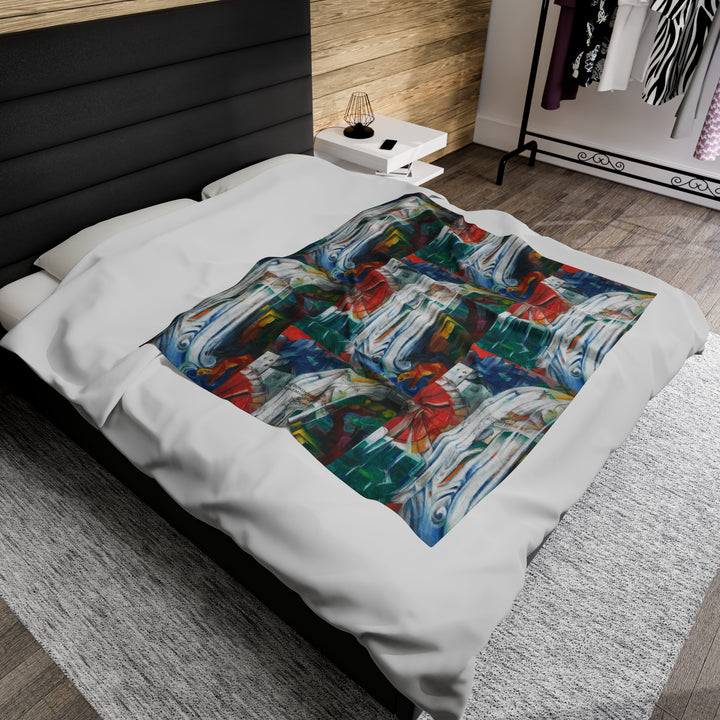 Velveteen Plush Blanket, The Bewitched Mill by Franz Marc