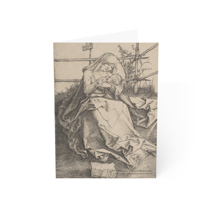 Greeting Card, Virgin on a Grassy Bench by Albrecht Dürer