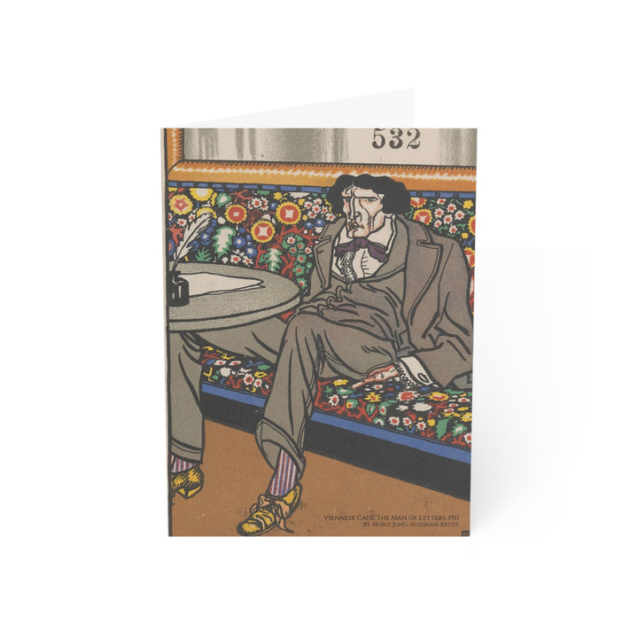 Greeting Card, Viennese Café: The Man of Letters by Moriz Jung