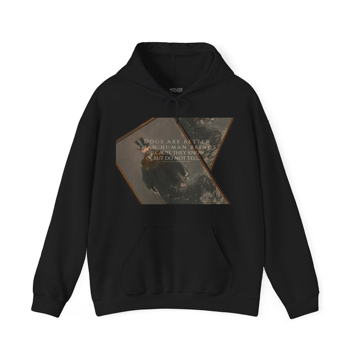 Heavy Blend Hoodie, Dogs are Better Dogs are Better by Emily Dickinson & Éduoard Manet