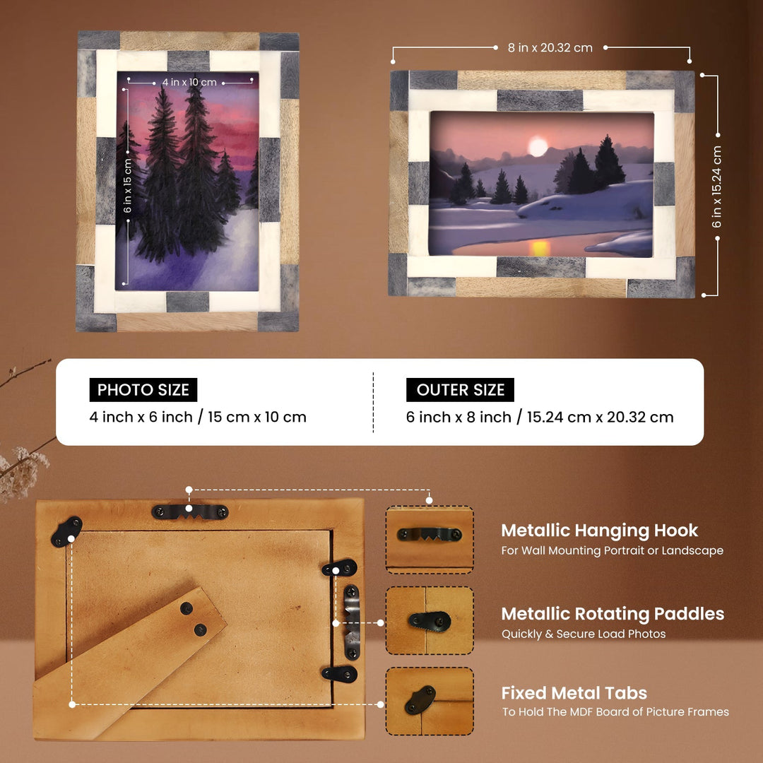 Handmade Bone Inlay & Mango Wood Frame, Tile Pattern