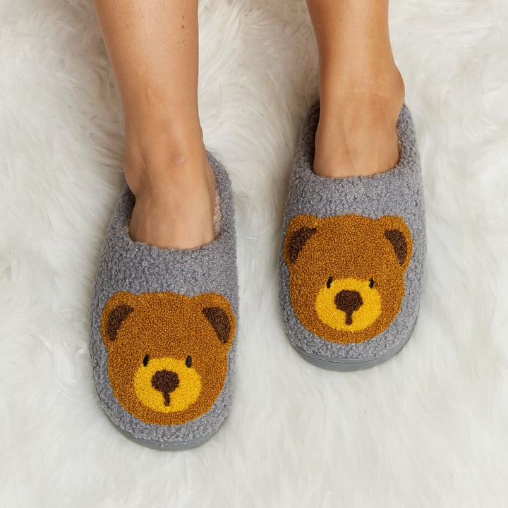 Plush Closed-Toe Slippers, Teddy Bear