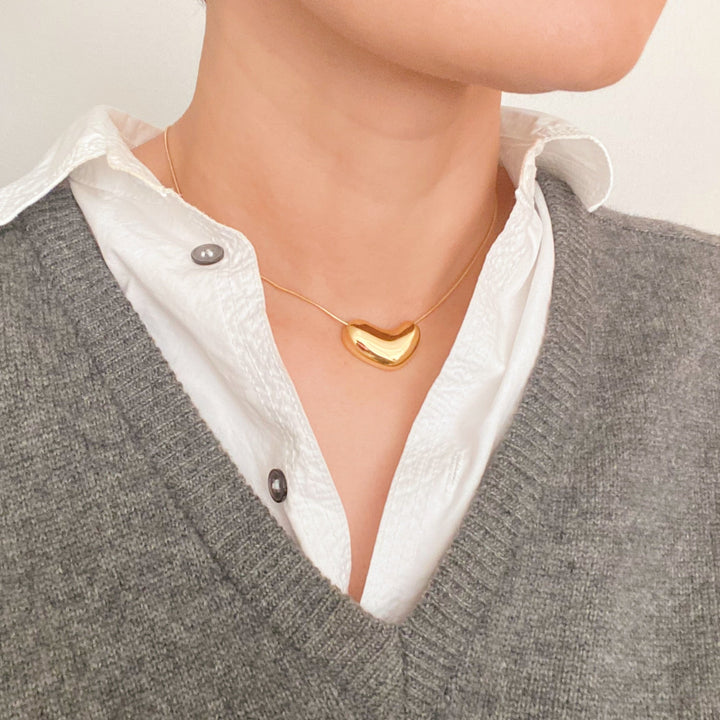 18k Gold Plated Molten Heart Necklace, Silver or Gold