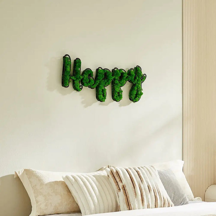 MOSS WORD WALL ART, HAPPY