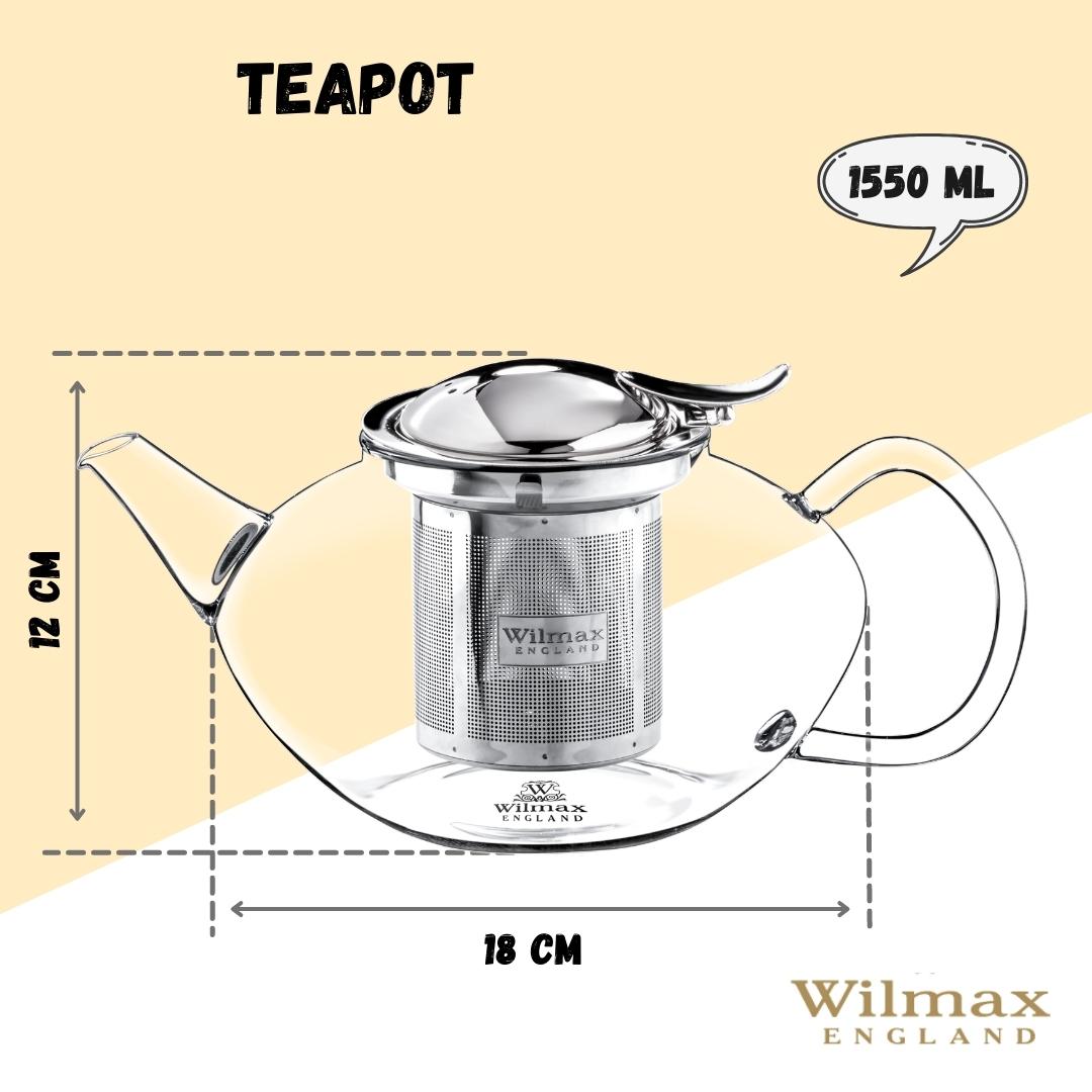 Thermo Glass Teapot with Stainless Steel Infuser,  52 Oz