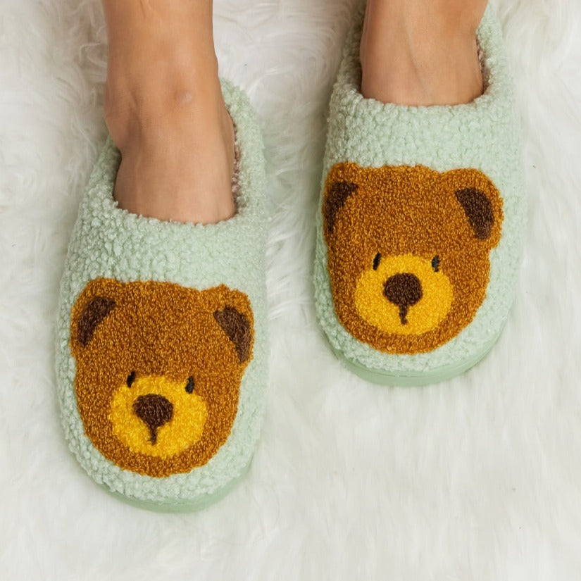 Plush Closed-Toe Slippers, Teddy Bear