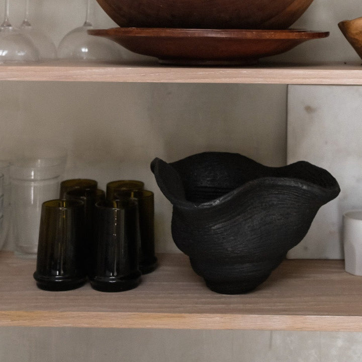 Handmade Clay Vessel Bowl, Sweeping Waves