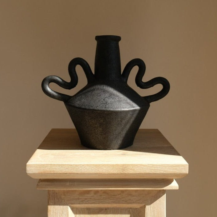 Handmade Clay Dance Vessel Vase, Cream or Charcoal