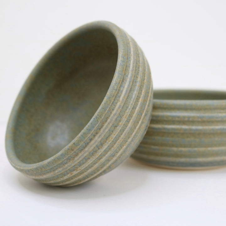 Handmade Set of Two Assorted Ceramic Bowls, Green