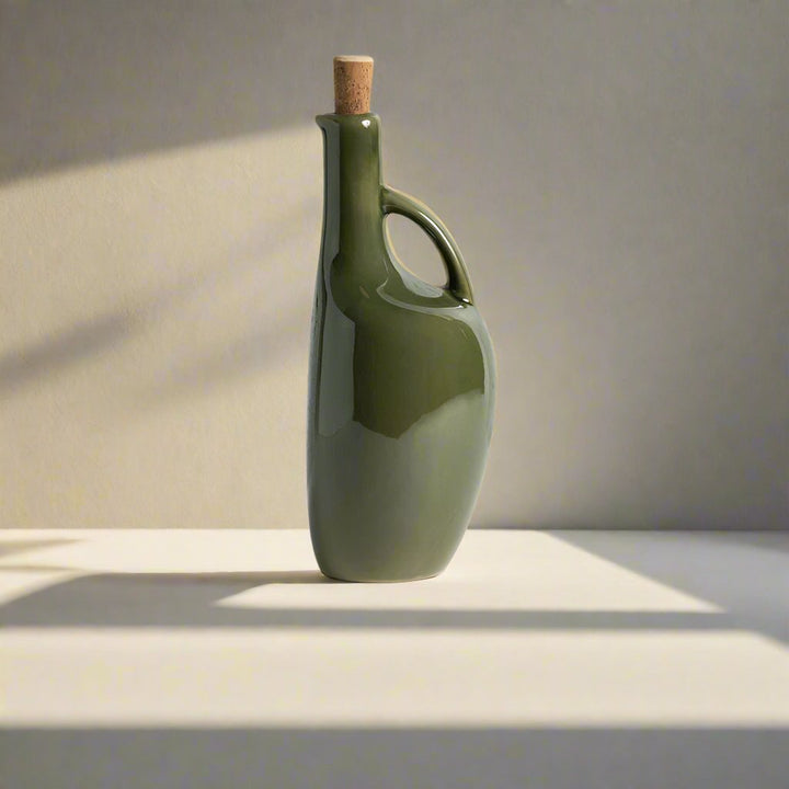 Handcrafted Stoneware Olive Oil Bottle, Variety of Colors