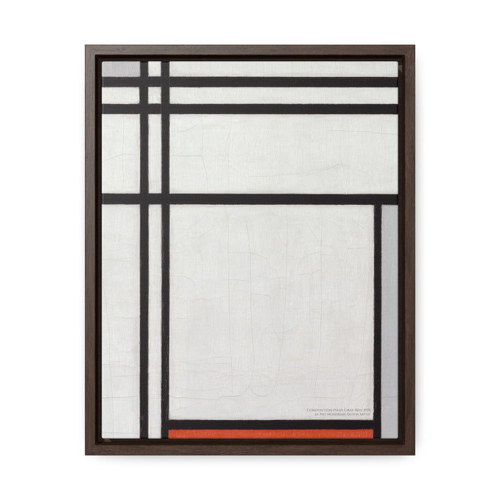 Framed Canvas Wall Art, Composition (No.1) Gray-Red by Piet Mondrian