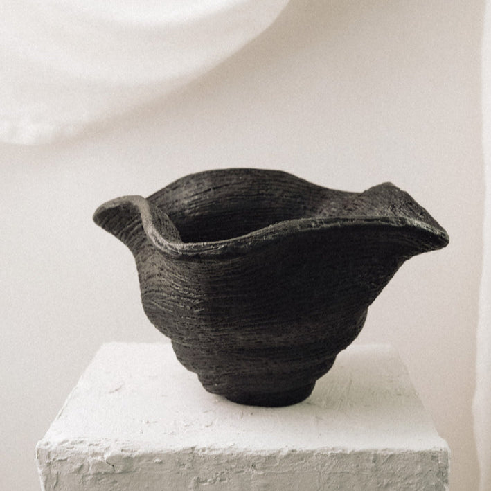 Handmade Clay Vessel Bowl, Sweeping Waves