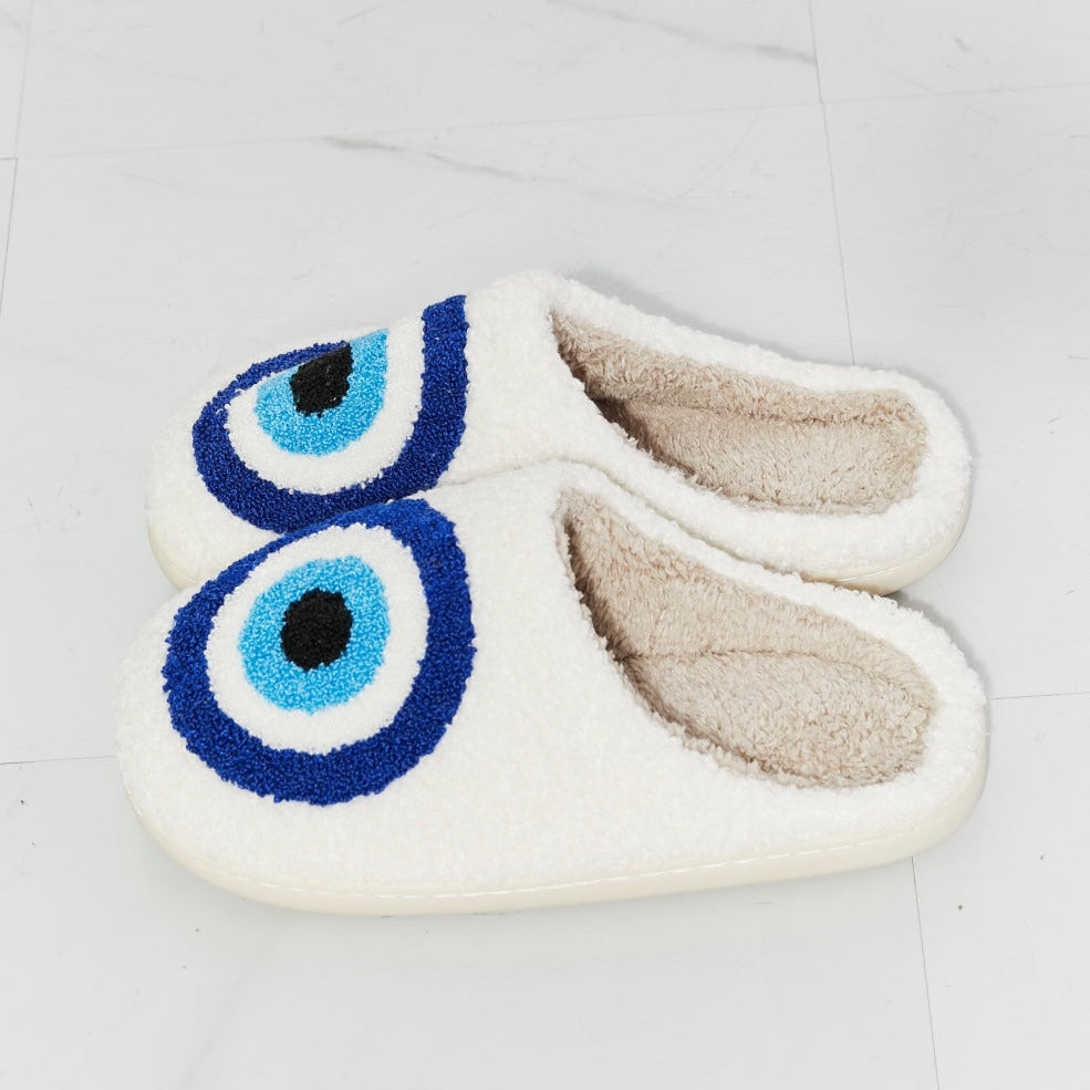 Plush Closed-Toe Slippers, Evil Eye