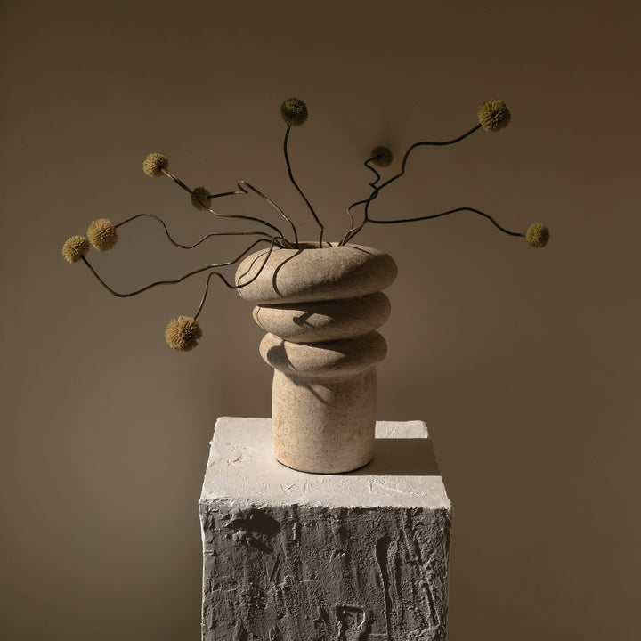 Handmade Clay Vessel Vase, Tilted Layers