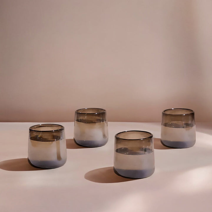 Short Smokey Glass Cups, Set of 4