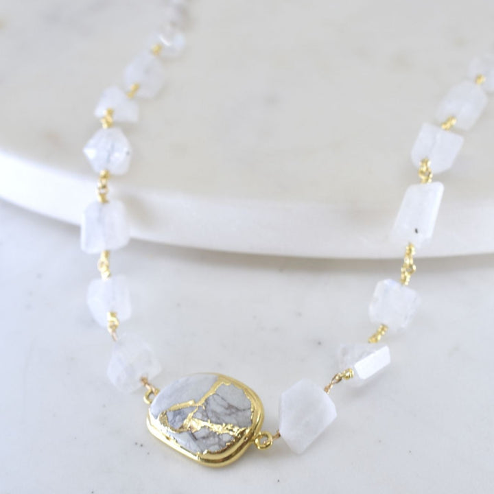Wrap Bracelet/Necklace, White Mojave Copper Turquoise Pendant