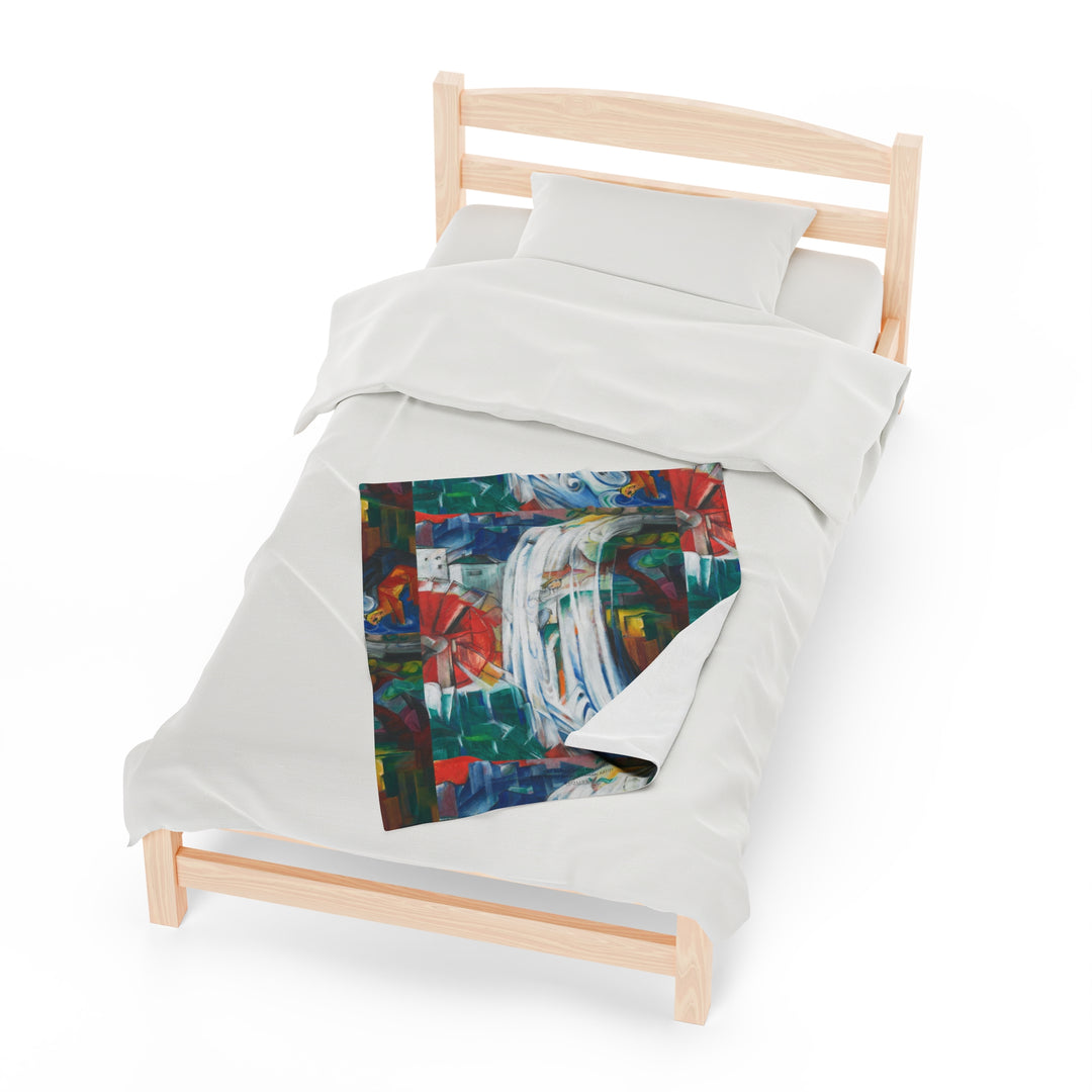 Velveteen Plush Blanket, The Bewitched Mill by Franz Marc