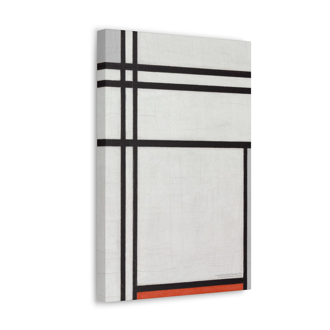 Canvas Wall Art, Composition (No.1) Gray-Red by Piet Mondrian