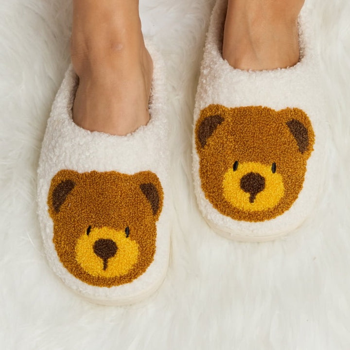 Plush Closed-Toe Slippers, Teddy Bear