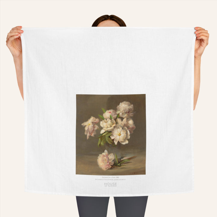 Kitchen Tea Towel, Peonies in a Vase by Charles Ethan Porter