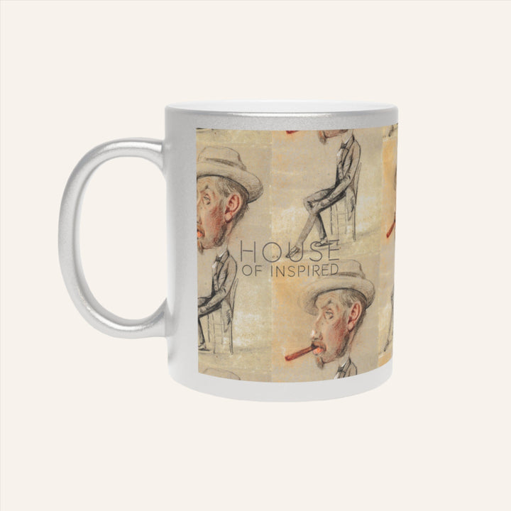 Metallic Mug, Caricature of a Man with a Big Cigar by Claude Monet