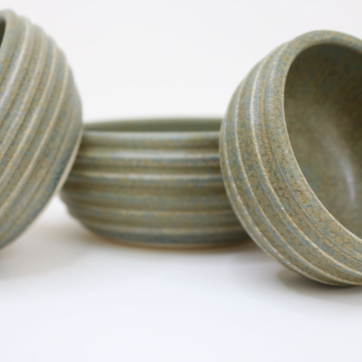 Handmade Set of Two Assorted Ceramic Bowls, Green