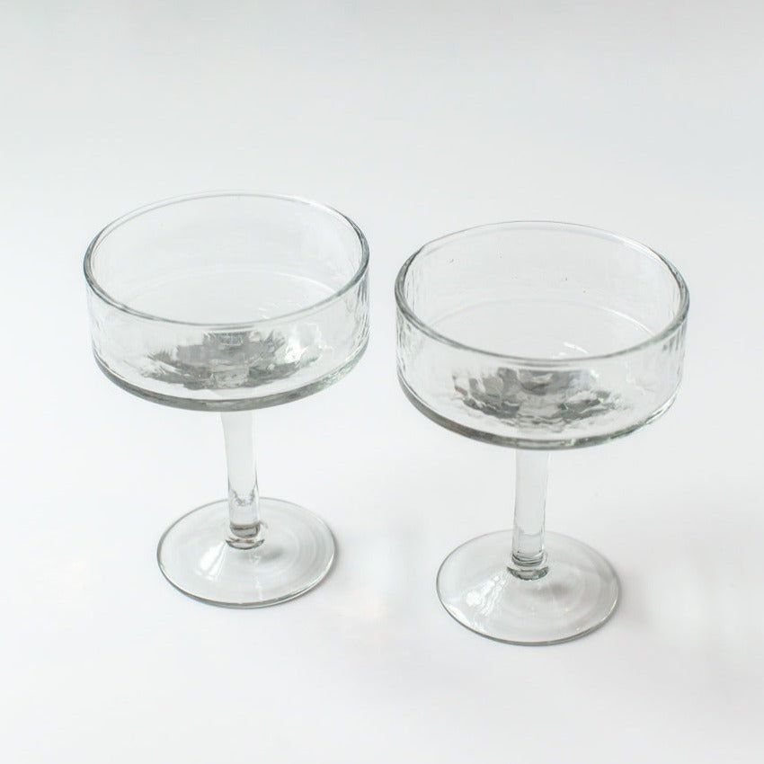 Handblown Clear Coupe Cocktail Glasses, Set of 4