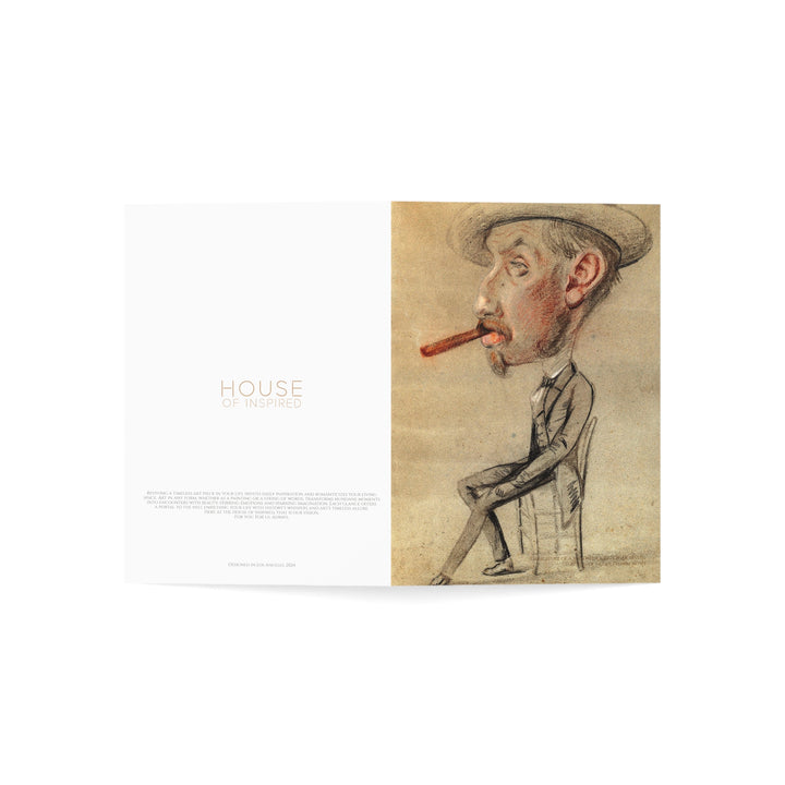 Greeting Card, Caricature of a Man with a Big Cigar by Claude Monet