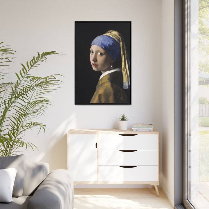 Matte Canvas in Black Frame, Girl with a Pearl Earring by Johannes Vermeer