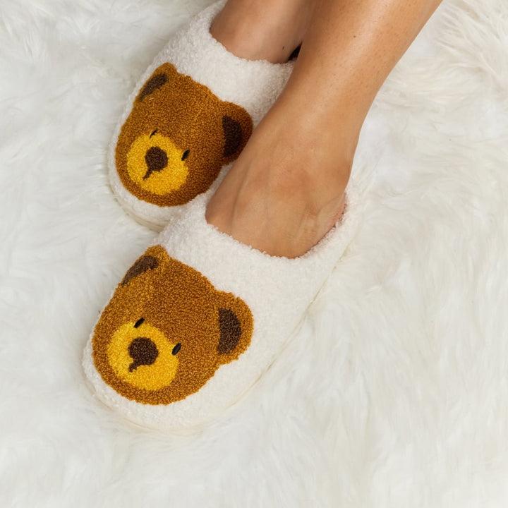 Plush Closed-Toe Slippers, Teddy Bear