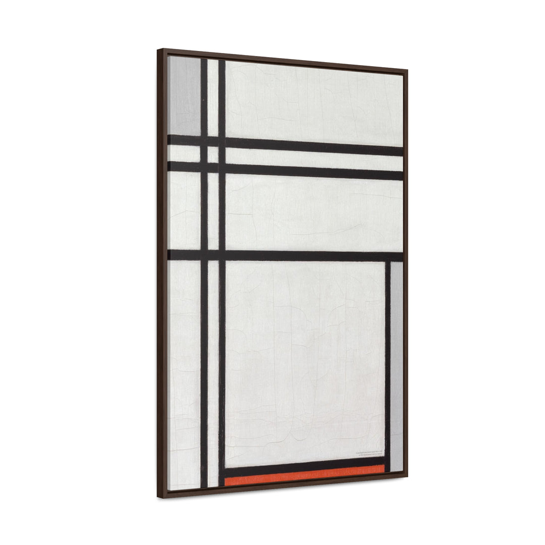 Framed Canvas Wall Art, Composition (No.1) Gray-Red by Piet Mondrian