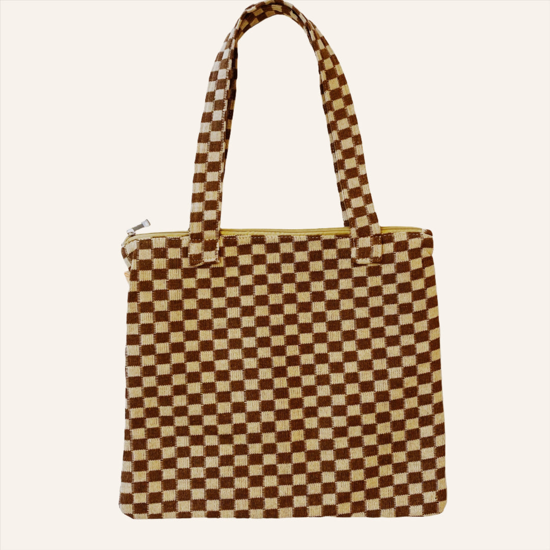 Zipped Tote Bag, Checkered