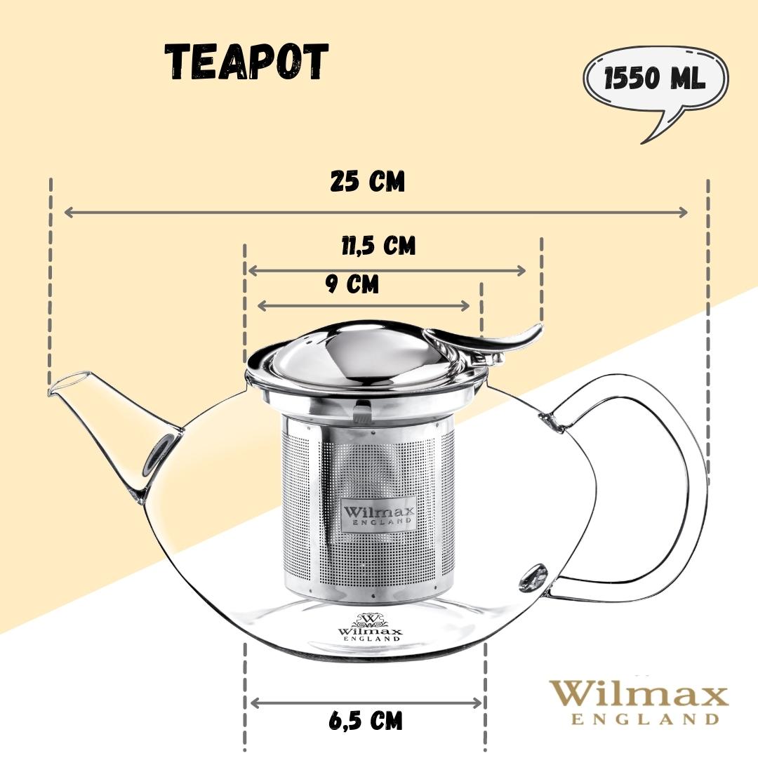 Thermo Glass Teapot with Stainless Steel Infuser,  52 Oz