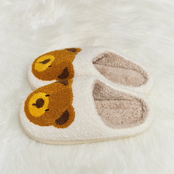 Plush Closed-Toe Slippers, Teddy Bear