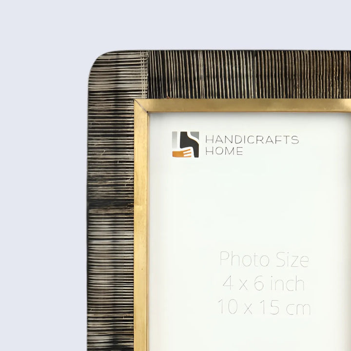 Handcrafted Horn Inlay Shagrin Frame, Brown Rounded Corners