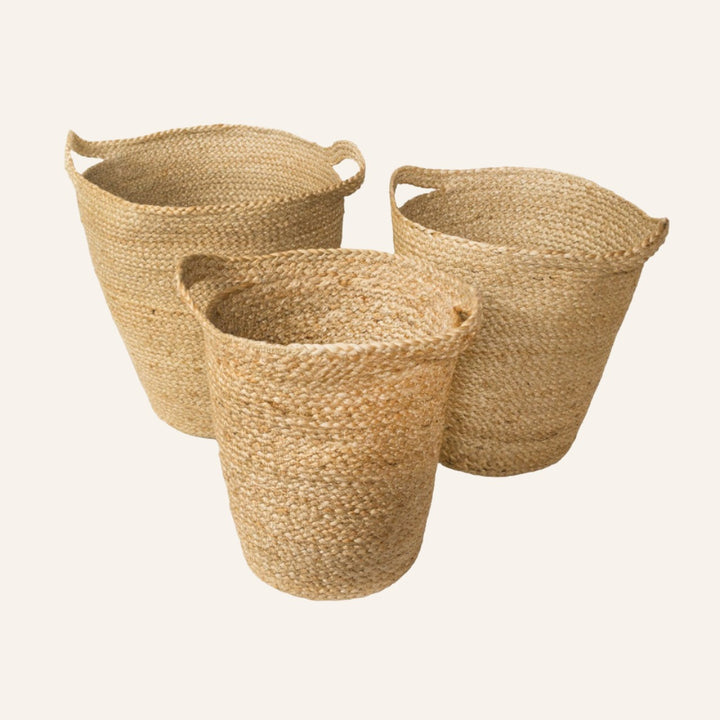 Handmade Jute Basket, Slit Handles