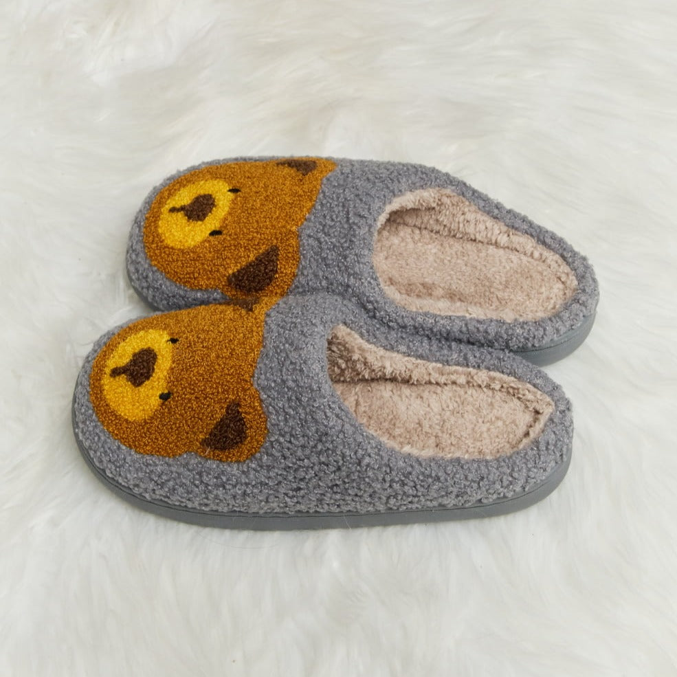 Plush Closed-Toe Slippers, Teddy Bear