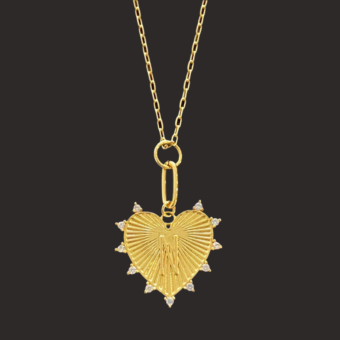Hanging Initial Heart Necklace, 18K Gold Plated