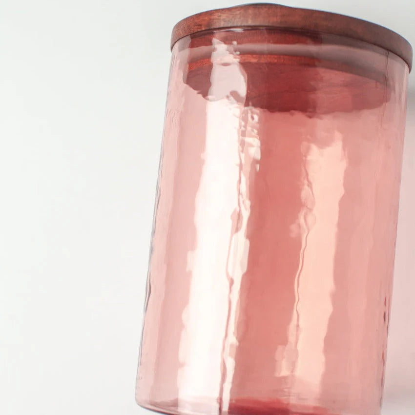 Handcrafted Glass Large Canister, Blush
