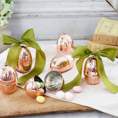 Handmade Vintage-Inspired Copper Eggs, Set of 4