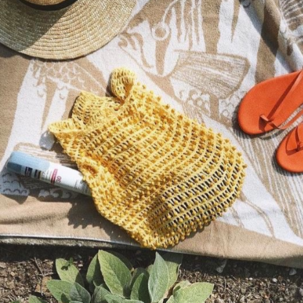 Wooden Beads Crochet Bag, Pale Yellow