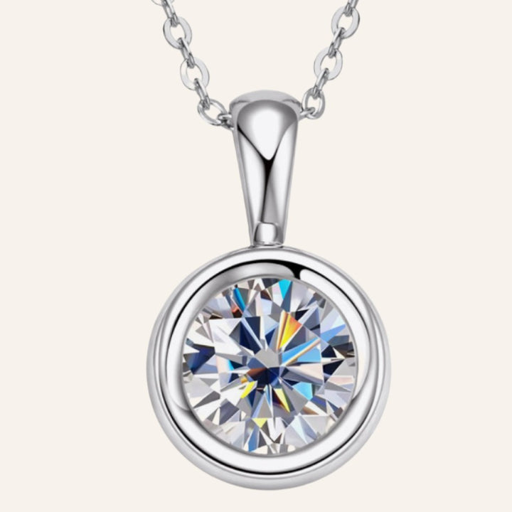 2 Carat Moissanite Solitaire Necklace, 18k Gold Plated 925 Silver