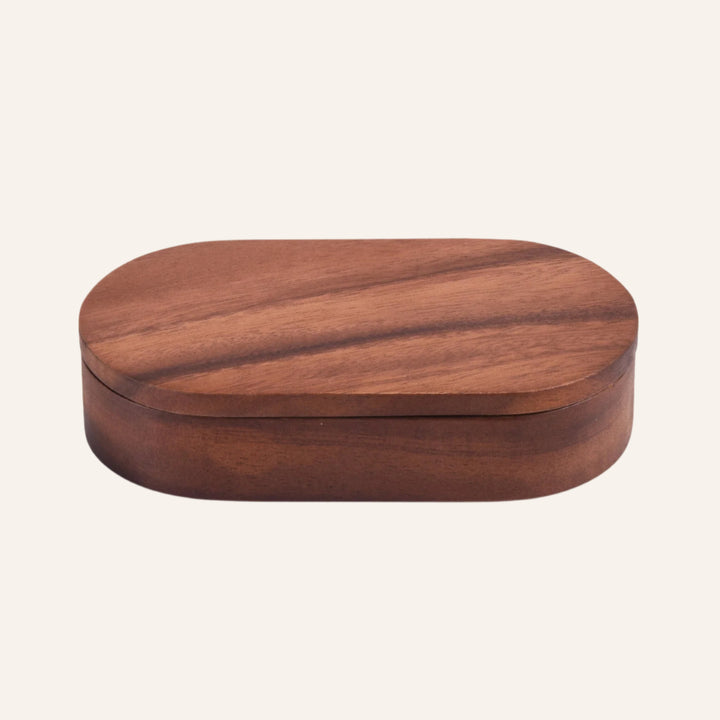 Handcrafted Salt & Pepper Pinch Pot With Cover, Acacia Wood