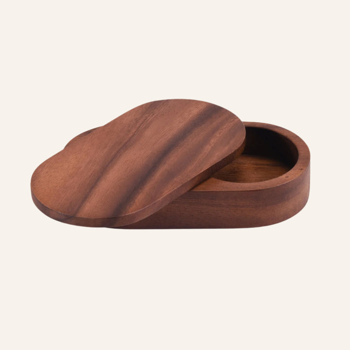 Handcrafted Salt & Pepper Pinch Pot With Cover, Acacia Wood