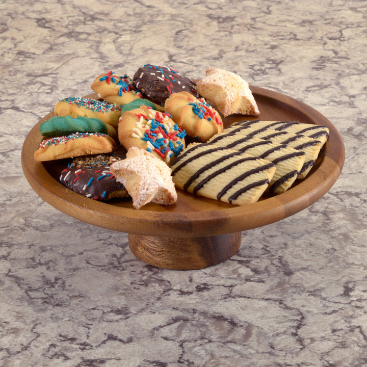 Acacia Wood 10" Round Cake Stand, Black or Natural Base